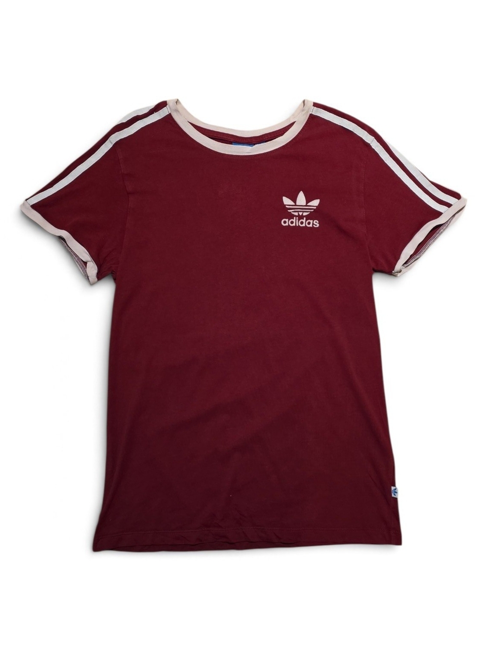 Adidas Athletic Vintage Everyday Wear Casual Burgundy Tee with White Trim